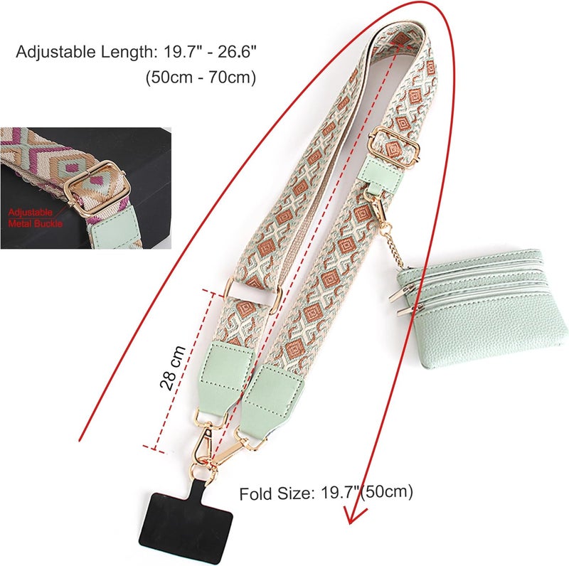SCINYMC Clip and Go Strap for Phone with Wallet Crossbody, Adjustable Phone-Lanyards with Wallet, Phone Lanyard with Zippered Pouch, Crossbody iPhone Straps for All Phones, Green - Image 2